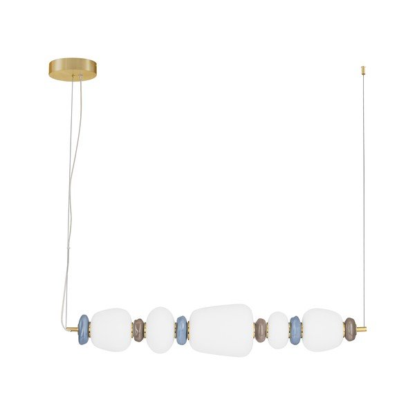 Valge/kuldne metallist LED-ripatsvalgusti portselanist/klaasist varjuga, hämardatav Palo - Nova Luce