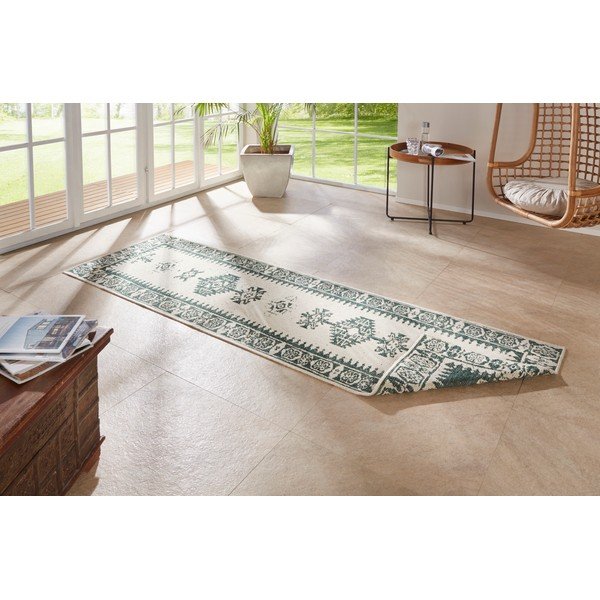 Roheline ja kreemikas õuevaip , 80 x 350 cm Duque - NORTHRUGS-image-2