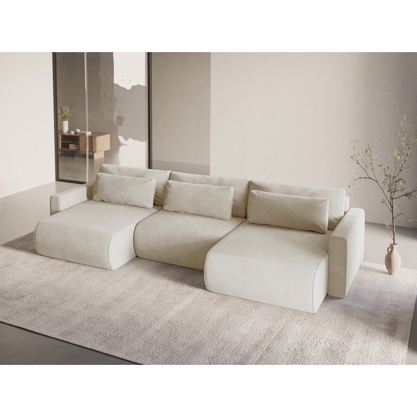 Beež sametist panipaigaga nurgadiivanvoodi (U-kujuline) Belfast - Cosmopolitan Design-image-1