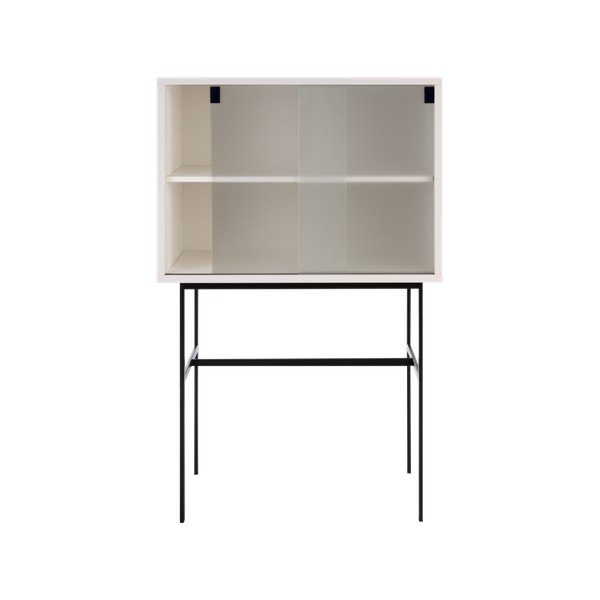 Hall-beež lükandustega vitriinkapp 70x109x40 cm Lekko - noo.ma-image-3