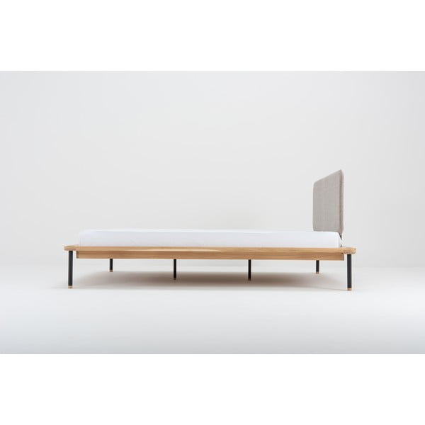 Hall/loomulik tammepuust kaheinimesevoodi koos võrega 140x200 cm Fina - Gazzda-image-4