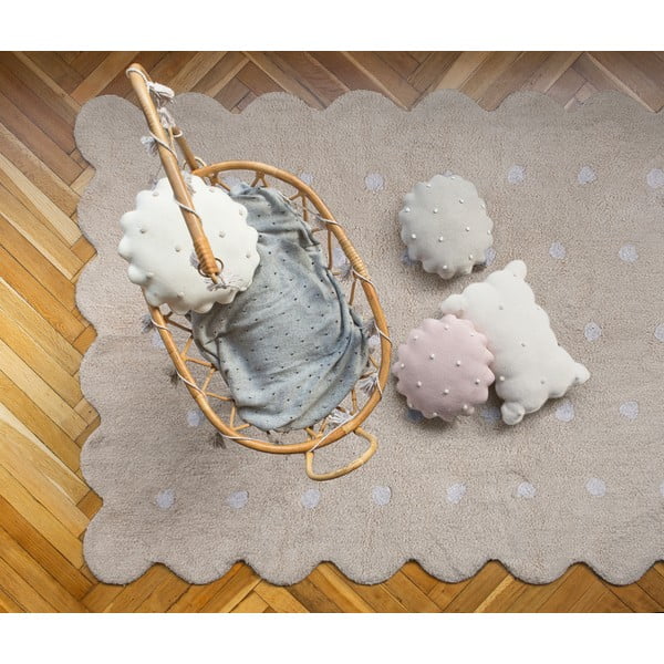 Beež pestav käsitsi kootud puuvillane laste vaip 120x160 cm Biscuit Beige - Lorena Canals-image-1