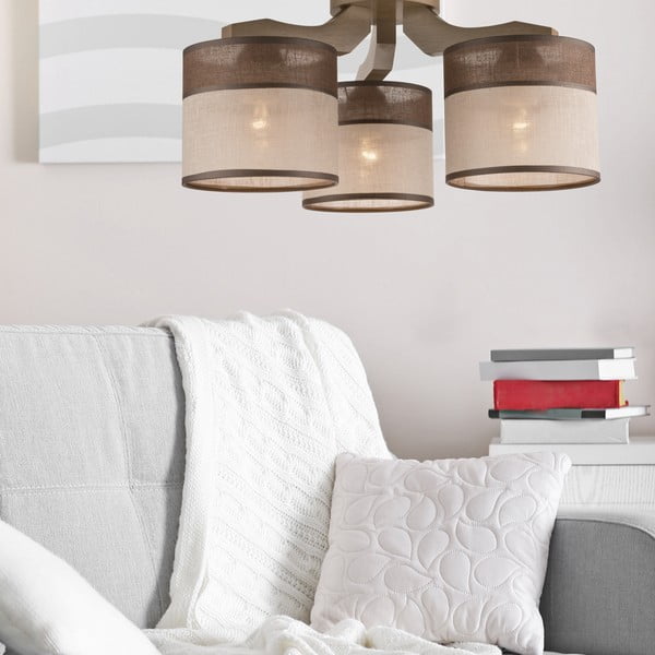 Tumepruun laevalgusti tekstiilist varjuga ø 16 cm Andrea - LAMKUR-image-1