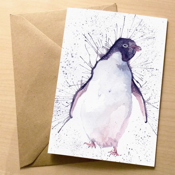 Přáníčko Wraptious Splatter Penguin