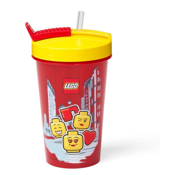 Punane tass kollase kaane ja kõrrega , 500 ml Iconic - LEGO®