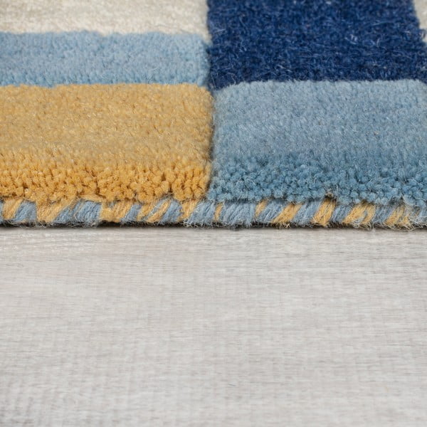 Sinine käsitsi kootud villane koridorivaip 60x230 cm Kai Wool Border - Flair Rugs-image-4
