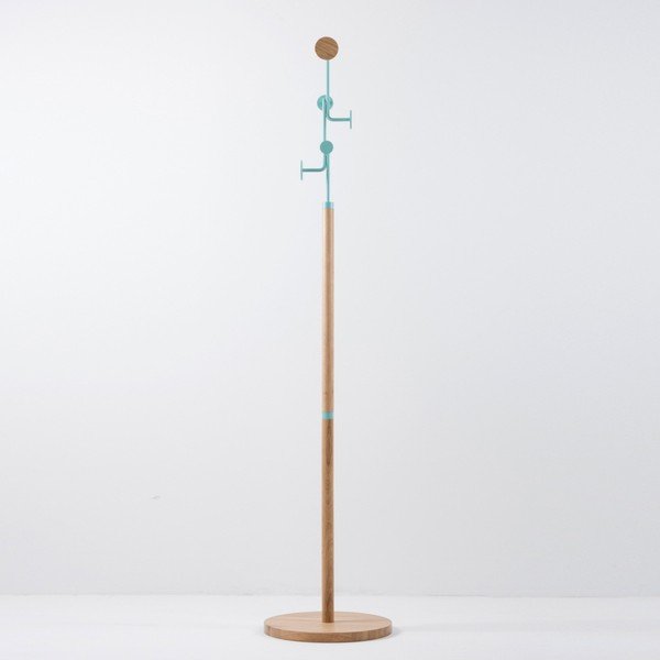 Massiivne tammepuidust mantlihoidja sinise detailiga Hook - Gazzda-image-2