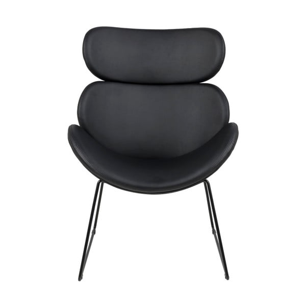 Mustast kunstnahast tugitool mustade jalgadega Cazar - Actona-image-1