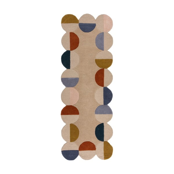 Beež käsitsi kootud villane vaip 80x230 cm Mia Scallop Frame - Flair Rugs