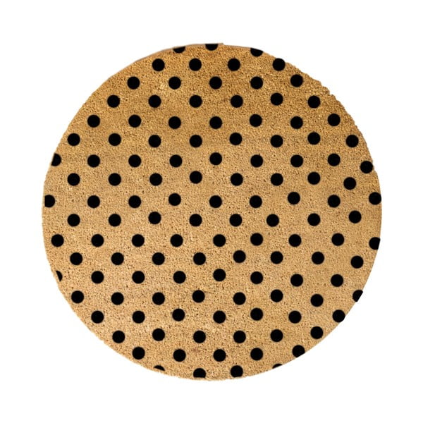 Must ümmargune looduslik kookosmatt , ⌀ 70 cm Dots - Artsy Doormats