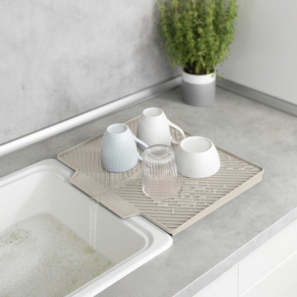 Beež plastikust nõudekuivatusrest 34x40 cm Nelia - Wenko-image-1