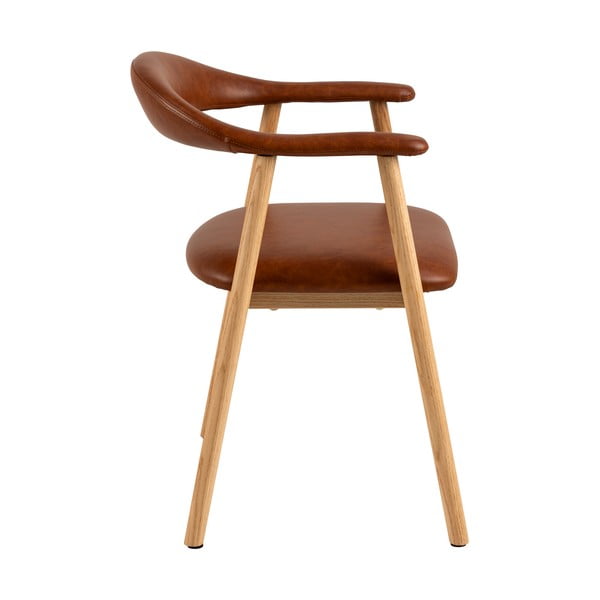 Konjakipruunid-puiduvärvi kunstnahast söögitoolid 2tk komplektis Addi - Actona-image-3