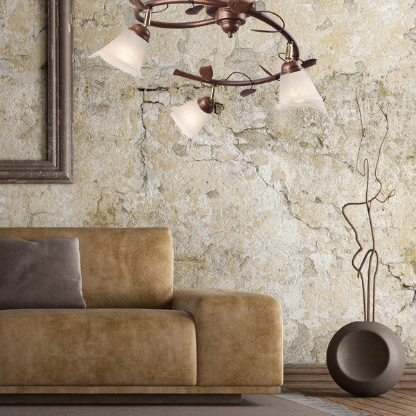 Tumepruun laevalgusti klaasist varjuga ø 13 cm Bluszcz - LAMKUR-image-1