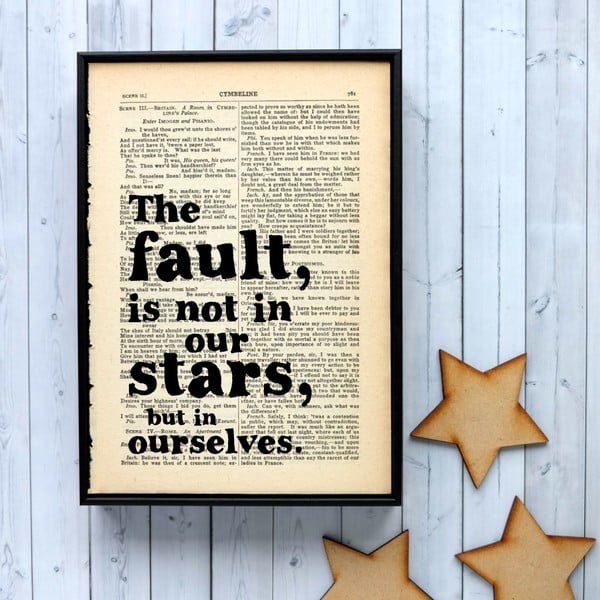 Plakát v dřevěném rámu Bookishly Shake Fault Stars