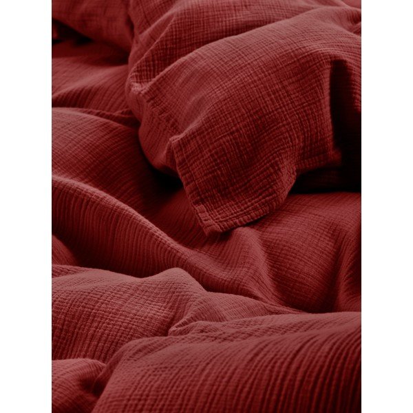 Burgundiapunane musliinist voodipesu üheinimesevoodile 140x200 cm Amilia - Jotex-image-3