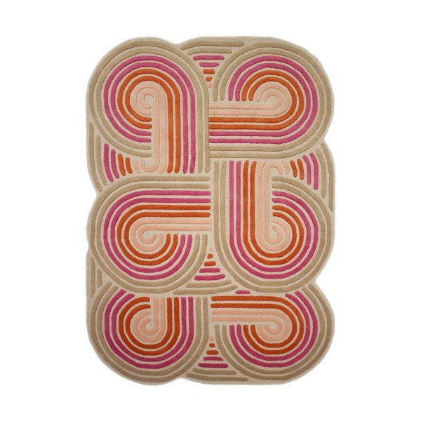 Roosa käsitsi kootud villane vaip 140x200 cm Spiral Shaped - Flair Rugs