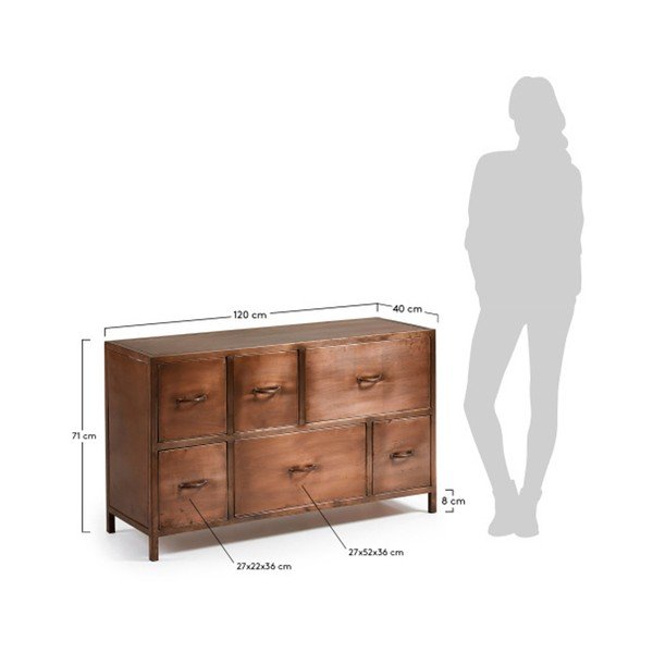 Kovová komoda v barvě mědi La Forma Elma-image-2
