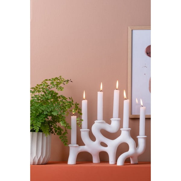 Valge polüresiinist küünlajalg Swirls - PT LIVING-image-1