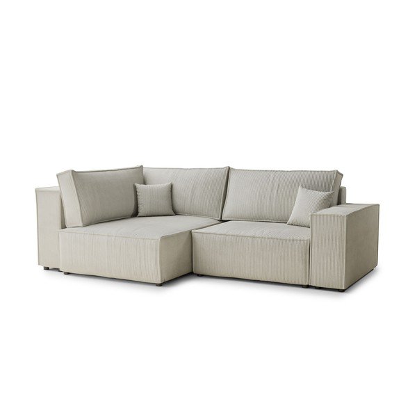 Kreemikas sametist diivanvoodi/panipaigaga nurgadiivan (vasak nurk/L-kujuline) Tonga - Maison de Rêve