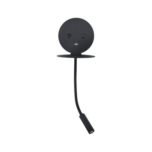 Must alumiiniumist LED-seinalamp painduva konstruktsiooniga/USB-pordiga Eclip - Nova Luce