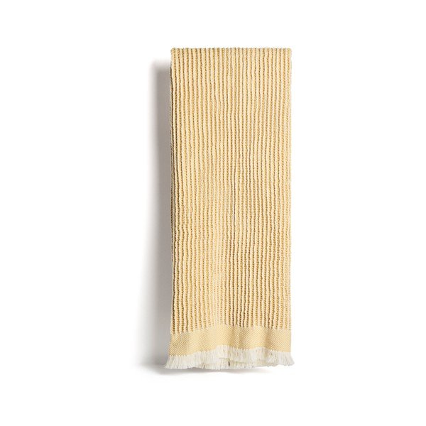 Kollane/beež puuvillane kootud tekk 100x170 cm Lideba - Kave Home-image-3