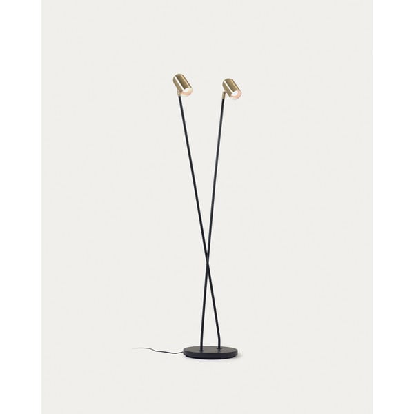 Must-kuldne põrandavalgusti metallist varjuga (kõrgus 152 cm) Clemence - Kave Home-image-3