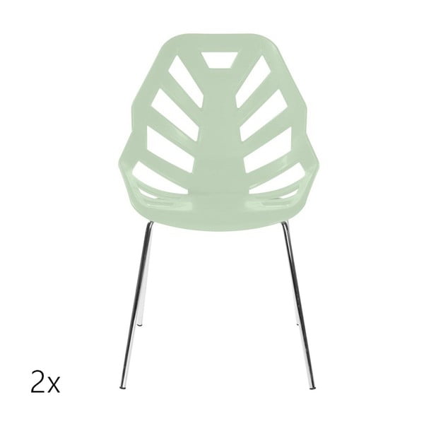 Set 2 světle zelených židlí Ninja, chromové nohy