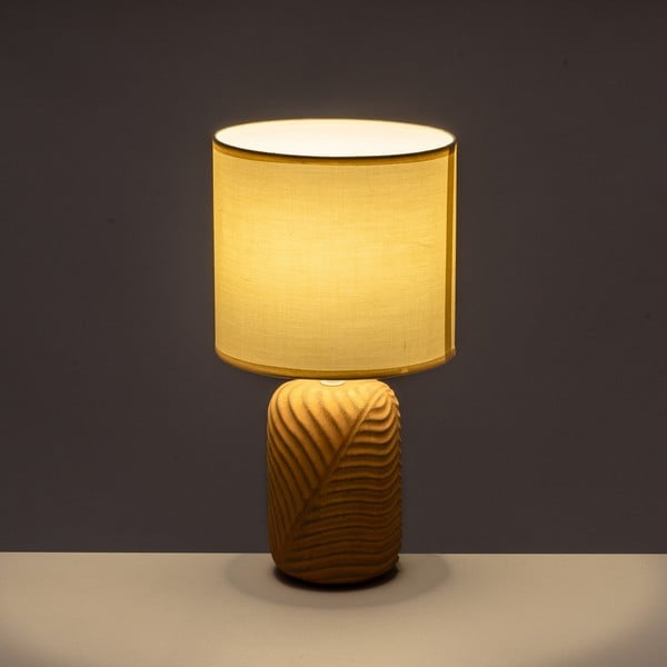 Kreem-tellisevärvi laualamp tekstiilist varjuga (kõrgus 39 cm) - Casa Selección-image-1