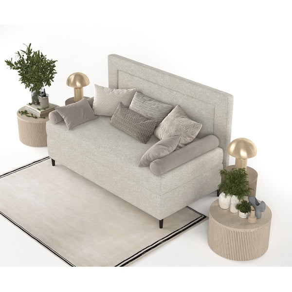 Hallikas beež polsterdatud üheinimesevoodi 90x200 cm Alba - Maison de Rêve-image-4
