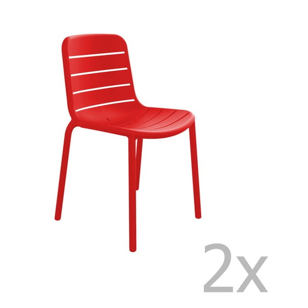 Sada 2 červených zahradních židlí Resol Gina Garden