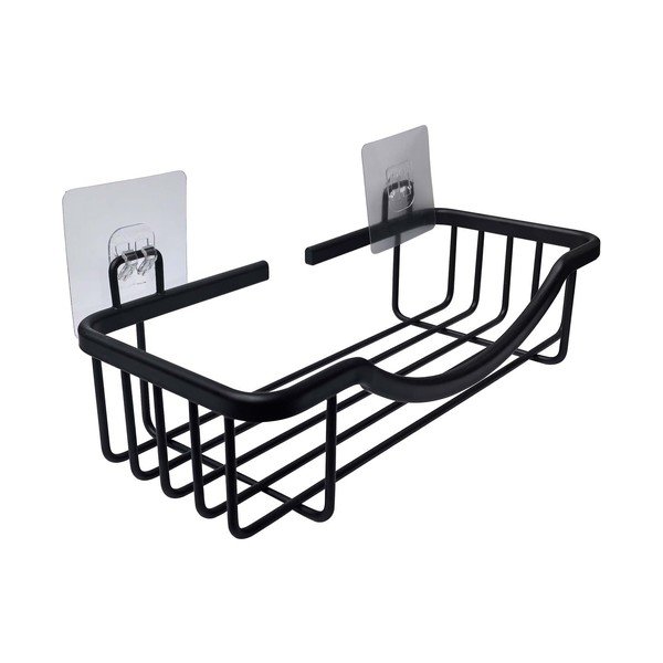 Matt must alumiiniumist vannitoa riiul ilma puurimiseta Filaire Aluminium - douceur d'intérieur-image-1