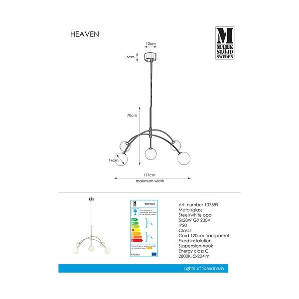 Rippvalgusti , ø 117 cm Heaven - Markslöjd-image-2
