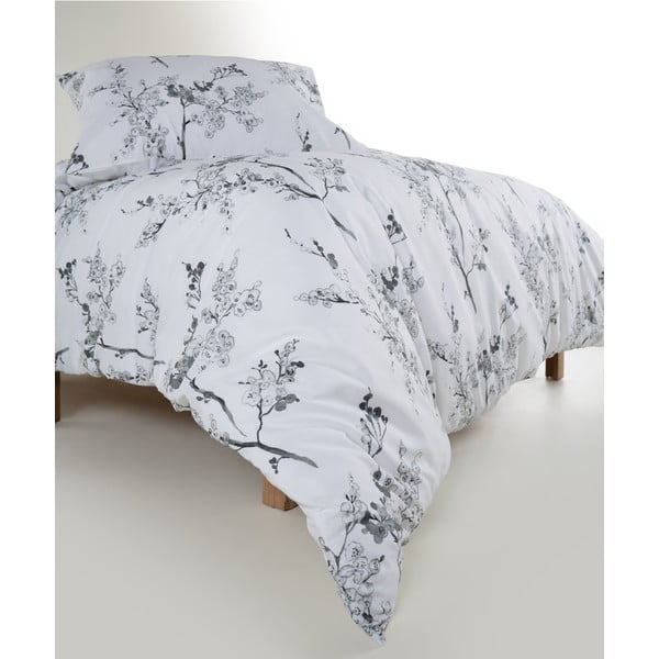 Valge/hall Renforcé puuvillast voodipesu üheinimesevoodile 140x200 cm White Floral - Mila Home Luxury-image-3