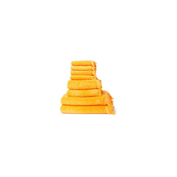 Set 6 oranžových bavlněných ručníků a 2 osušek Casa Di Bassi Bath