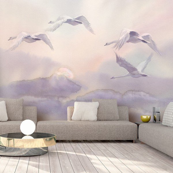 Suureformaadiline tapeet , 200 x 140 cm Flying Swans - Artgeist-image-1