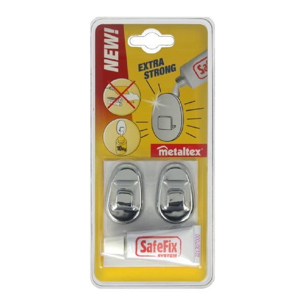 Komplekt 2 konksu ja liim Silver Safefix - Metaltex-image-2