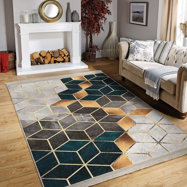 Valge-petrooleumivärvi pestav koridorivaip 80x200 cm - Mila Home-image-1