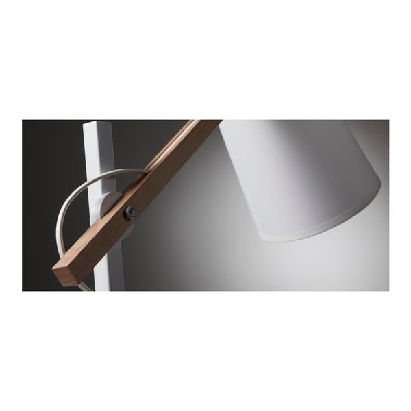 Valge akaatsia täispuidust lauavalgusti tekstiilist varjuga (kõrgus 65 cm) Kosta - Kave Home-image-2