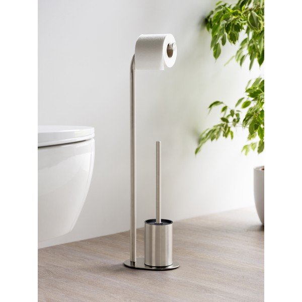 Matt hõbedane roostevabast terasest harjaga WC-paberi hoidik Levante - Wenko-image-2
