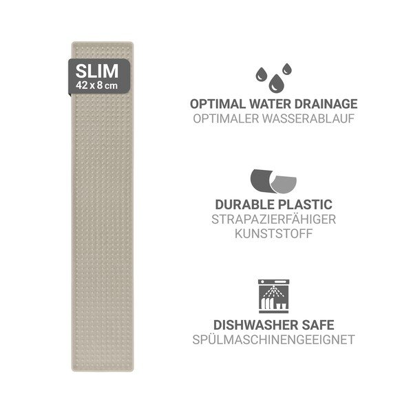 Beež plastikust nõudekuivatusrest 42x8 cm Slim - Wenko-image-4