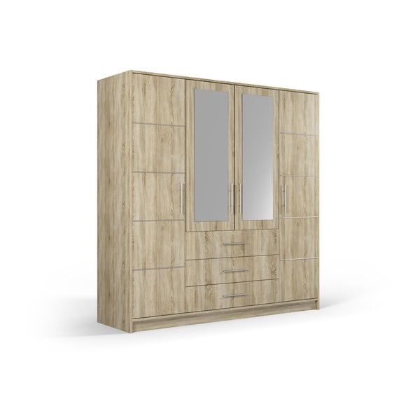 Tammepuust garderoobikapp koos peegliga 196x200 cm Derry - Cosmopolitan Design-image-2