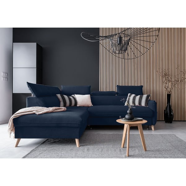 Tumesinine sametist nurgadiivan (vasak nurk) Sweet Harmony - Miuform-image-1