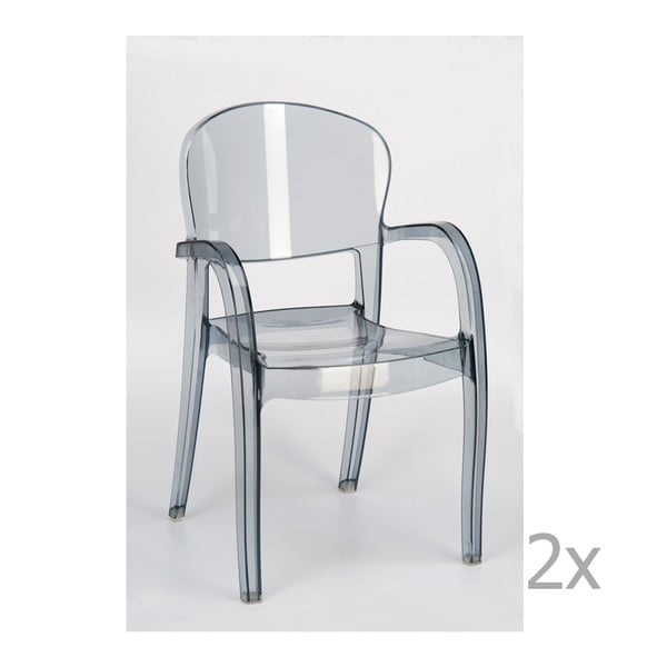 Sada 2 šedých  jídelních židlí s područkami Castagnetti Penelope