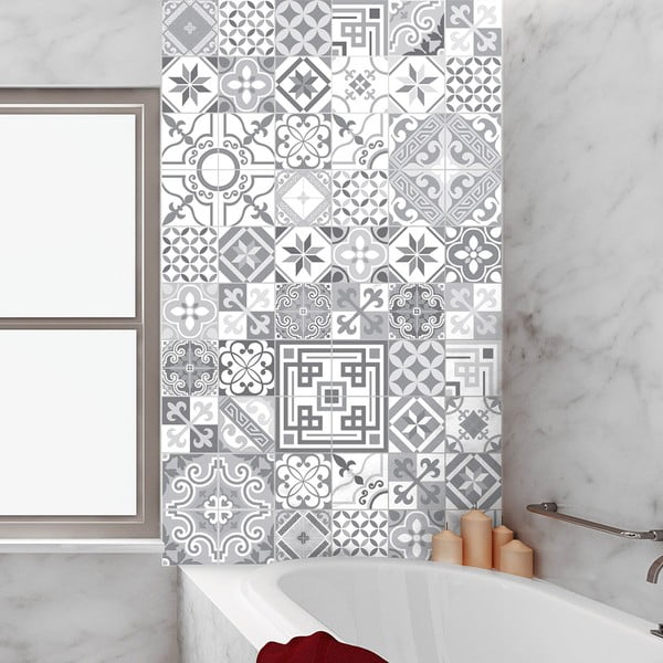 60-st komplektist Vintage Design Shade of Gray seinakleebised, 10 x 10 cm - Ambiance-image-1