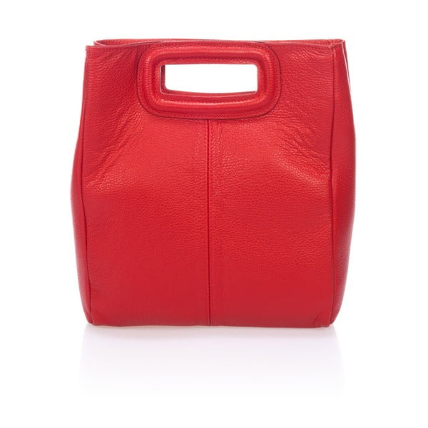 Červená kožená kabelka Markese Cara
