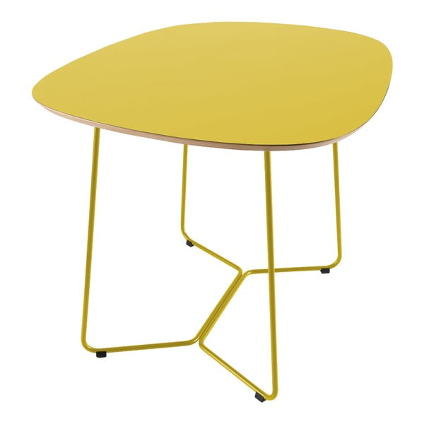 Žlutý stůl s kovovými nohami IKER Maple X