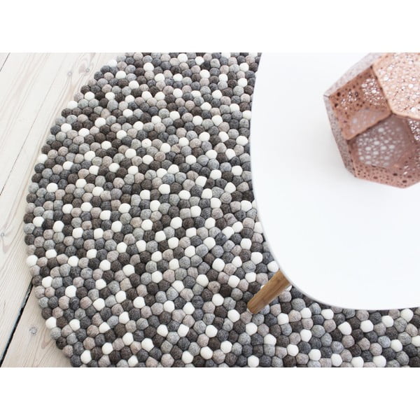 Hall ja valge pallivillane vaip , ⌀ 120 cm Ball Rugs - Wooldot-image-2