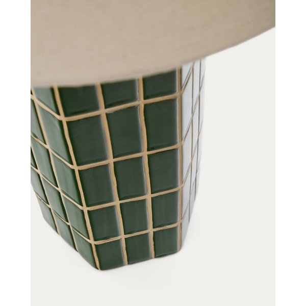 Roheline/kreem laualamp tekstiilist varjuga (kõrgus 61,5 cm) Rue - Kave Home-image-4