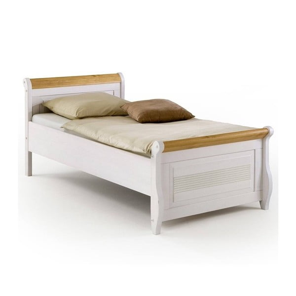 Bílá postel z borovicového dřeva SOB Harald, 100 x 200 cm