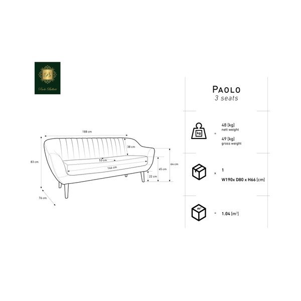 Fialová třímístná pohovka Mazzini Sofas Benito-image-2